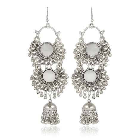 Buy Karatcart Jaipuri Designer Vintage Oxidised Silver Tribal Dangler Hanging Jhumki Mirror Earring Antique Jewellery for Women - Purplle
