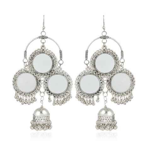 Buy Karatcart Jaipuri Designer Vintage Oxidised Silver Tribal Danglerthree Hanging Mirror Earring Antique Jewellery for Women - Purplle