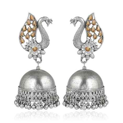 Buy Karatcart Afghani Tribal Oxidised Dangler Stylish Fancy Party Wear Light Weight Peacock Jhumki Earrings For Women - Purplle