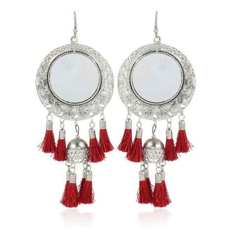 Buy Karatcart Jaipuri Designer Vintage Oxidised Silver Tribal Dangler Hanging Mirror Earring Antique Jewellery for Women - Purplle