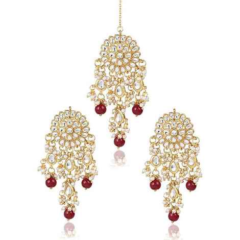 Buy Karatcart GoldPlated Stylish Fancy Party Wear Earrings with Maang-Tikka For Women - Purplle