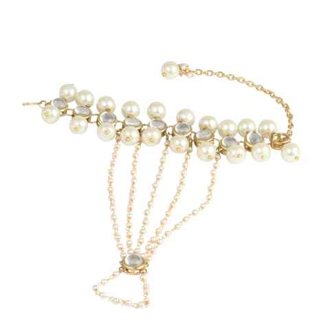 Buy Karatcart GoldPlated Kundan Pearl Chain Hathphool for Women - Purplle