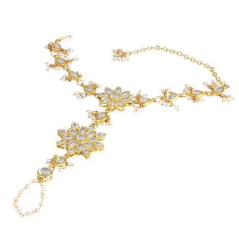 Buy Karatcart GoldPlated Kundan Flower Hathphool for Women - Purplle