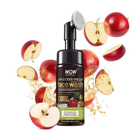 Buy WOW Skin Science Apple Cider Vinegar Foaming Face Wash With Built-In Face Brush (100 ml) - Purplle
