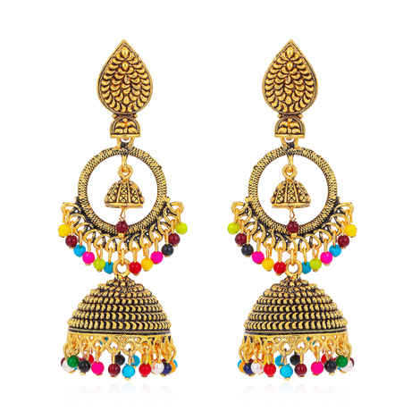 Buy Sukkhi Stunning Gold Plated Colourful Jhumki Earring for Women - E80673 - Purplle