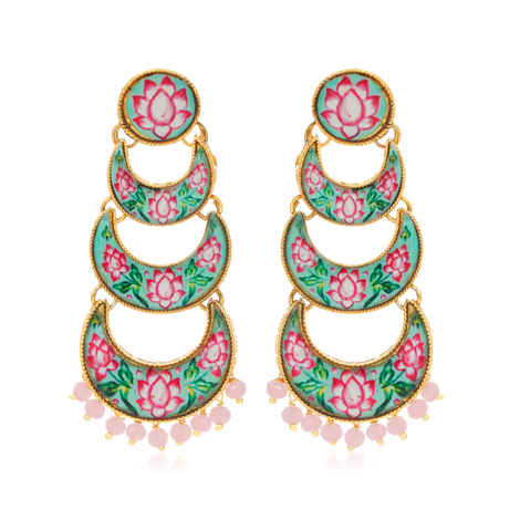 Buy Sukkhi Fashionable Gold Plated Lotus Chandelier Earring for Women - E82889 - Purplle