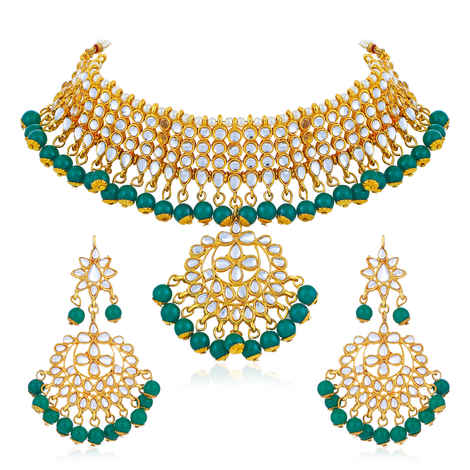 Buy Sukkhi Artistically Gold Plated Kundan Choker Necklace Set for Women - N79400 - Purplle