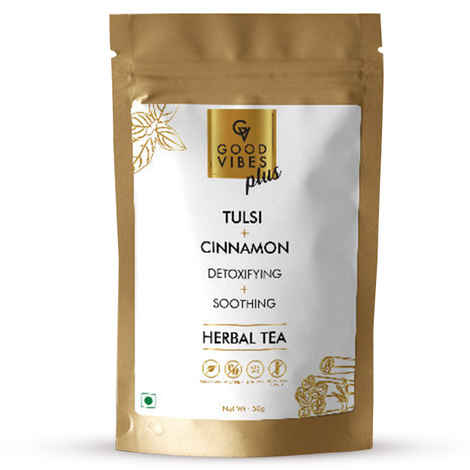 Buy Good Vibes Plus Detoxifying + Soothing Herbal Tea - Tulsi + Cinnamon (50 gm) - Purplle