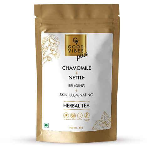 Buy Good Vibes Plus Relaxing + Skin Illuminating Herbal Tea - Chamomile + Nettle (50 gm) - Purplle