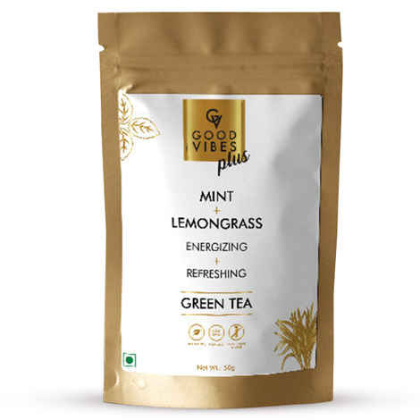 Buy Good Vibes Plus Energizing + Refreshing Green Tea - Mint + Lemongrass (50 gm) - Purplle