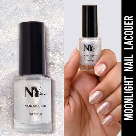 Buy NY Bae Nail Lacquer, Glitter | Shimmer Paint | Chip Resistant Polish | Highly Pigmented | Silver - Downtown Moonlight 6 (6 ml) - Purplle