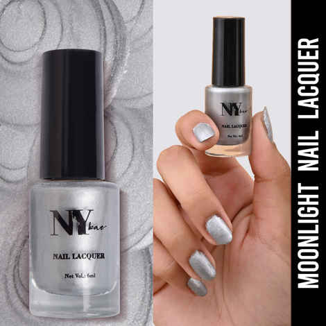 Buy NY Bae Nail Lacquer, Glitter | Shimmer Paint | Chip Resistant Polish | Highly Pigmented | Grey - Hudson Moonlight 7 (6 ml) - Purplle