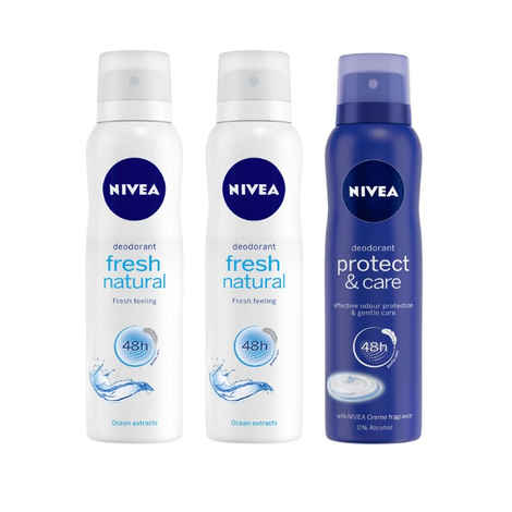 Buy Nivea Fresh Natural + Protect & Care Deodorant - Buy 2 Get 1 Free (Each of 150 ml) - Purplle