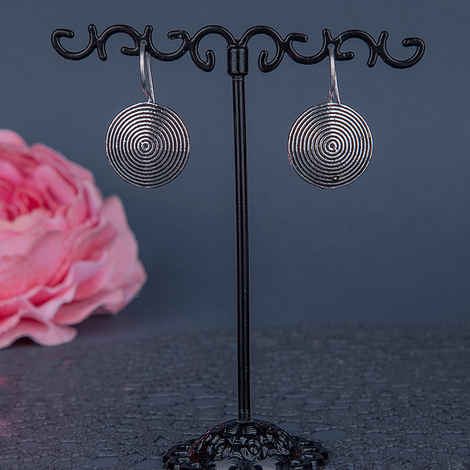 Buy Queen Be Oxidised Concentric Circle Shepherd Hook Danglers - EJ19013 - Purplle