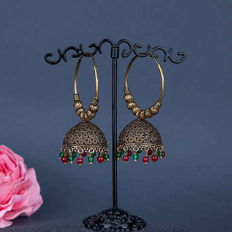 Buy Queen Be Oxidised Jhumki, Multi Color Beads - EJ19016 - Purplle