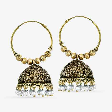 Buy Queen Be Oxidised Jhumki, White Beads - EJ19018 - Purplle