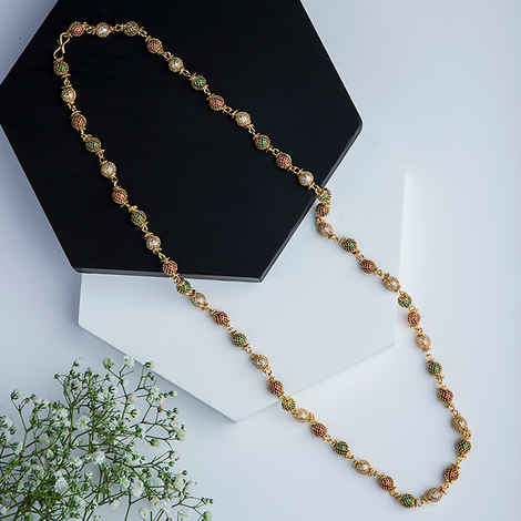 Buy Queen Be Gold & Multi Color Round Beads Chain - NJ19002 - Purplle