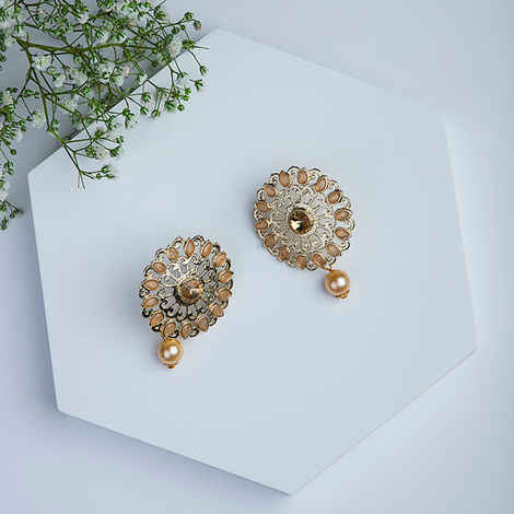 Buy Queen Be Gold Plated Champagne Brown Stones Top - EV19010 - Purplle