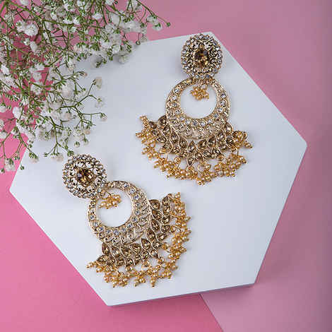 Buy Queen Be Dangling Golden Beads Earrings - ev19014 - Purplle