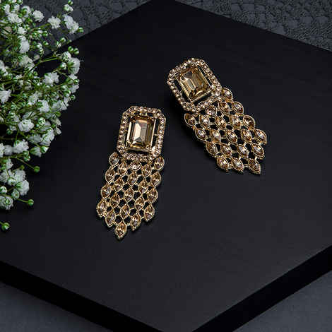 Buy Queen Be Marquise Shaped Brown Color Stones Earrings - EV19027 - Purplle