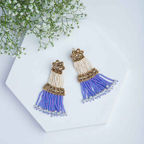 Buy Queen Be Yellow Gold Multi Color Tassel And Brown Stones - EV19039 - Purplle