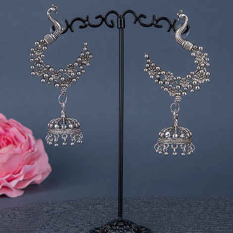 Buy Queen Be Oxidised Peacock Dangling Jhumkis - EV19059 - Purplle