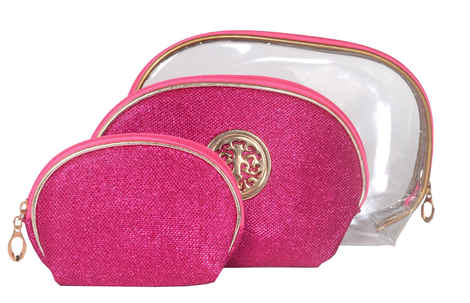 Buy Bonjour Paris Coat Me 3 pc Women's Multi Purpose Makeup Bag / Vanity Pouch / Travel Kit / Cosmetic Bag Organiser (Pink) - Purplle