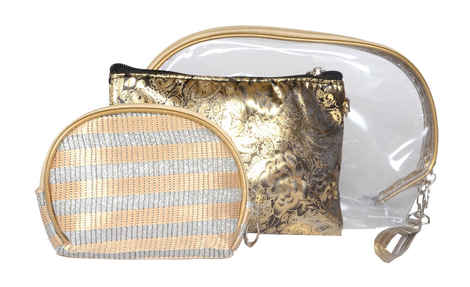 Buy Bonjour Paris Coat Me Women's Multi Purpose 3 pc Vanity Pouch / Makeup Bag Organiser (Beige) - Purplle