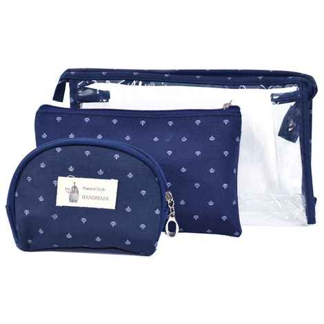 Buy  Bonjour Paris Coat Me 3 pc Women's Multi Purpose Makeup Bag / Cosmetic Pouch - Navy Blue - VPB09-NAVY BLUE - Purplle