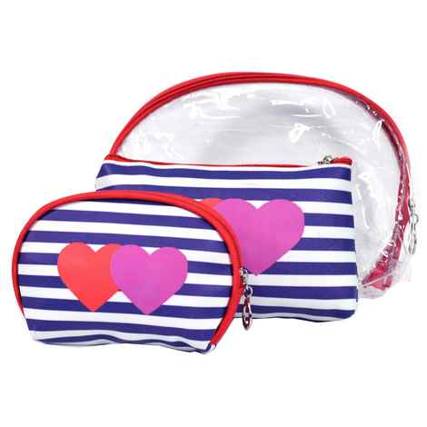 Buy Bonjour Paris Coat Me 3 pc Women's Cosmetic Bag / Makeup Pouch / Toiletry Kit - Blue - Purplle