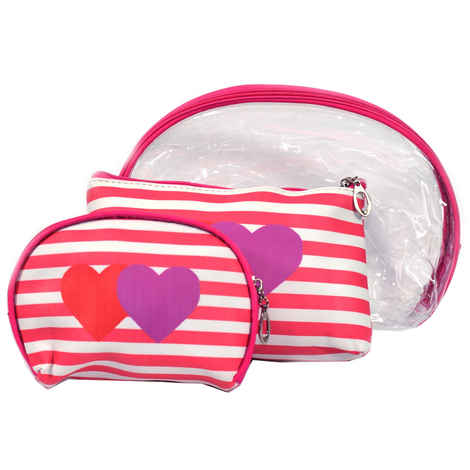 Buy  Bonjour Paris Coat Me 3 pc Women's Cosmetic Bag / Makeup Pouch / Toiletry Kit - Pink - VPB10-PINK - Purplle