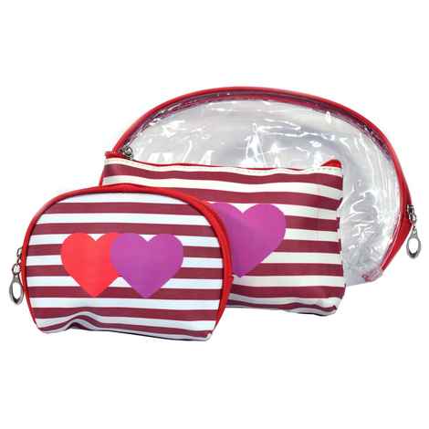 Buy  Bonjour Paris Coat Me 3 pc Women's Cosmetic Bag / Makeup Pouch / Toiletry Kit - Red - VPB10-RED - Purplle