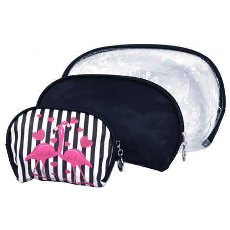 Buy  Bonjour Paris Coat Me 3 pc Women's Cosmetic Bag / Makeup Pouch / Toiletry Kit - Black - VPB11-BLACK - Purplle