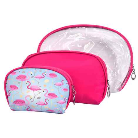 Buy  Bonjour Paris Coat Me 3 pc Women's Cosmetic Bag / Makeup Pouch / Toiletry Kit - Pink - VPB11-RED - Purplle