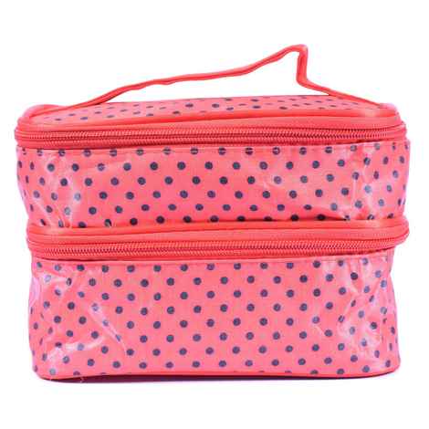 Buy Bonjour Paris Coat Me Women's Multi Purpose Double compartment Vanity Case / Cosmetic Pouch / Makeup Travel Organiser Kit - Red - Purplle