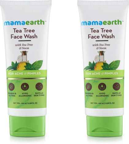Buy Mamaearth Tea Tree Natural Face Wash For Acne & Pimples Wash Face Wash 2 Pcs Teatree-Facewash 2Pcs - Purplle