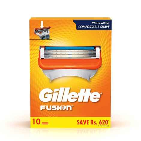 Buy Gillette Fusion Shaving Blades- Pack of 10 (cartridges) - Purplle