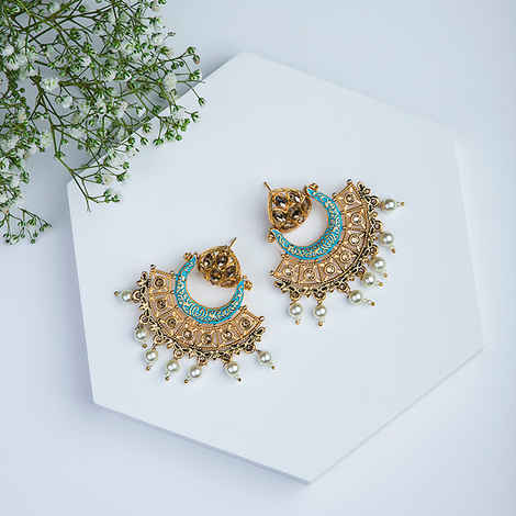 Buy Queen Be Traditional Enameled Chandbalis, Turquoise Blue - EV19061 - Purplle