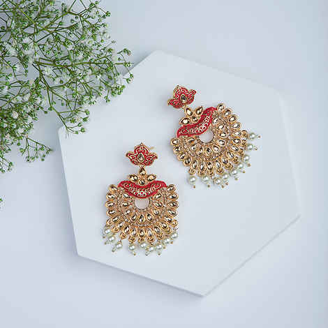 Buy Queen Be Traditional Enameled Chandbalis, Baby Pink - EV19063 - Purplle