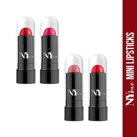 NY Bae Argan Oil Infused Mini Lipstick, Runway, For Dusky Skin - High Style, Set of 4 Mini Lipsticks, Kit 2 (1.4 g X 4)