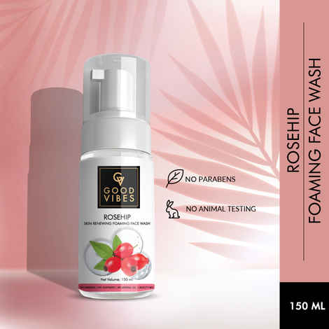 Buy Good Vibes Skin Renewing Foaming Face Wash - Rosehip (150 ml) - Purplle