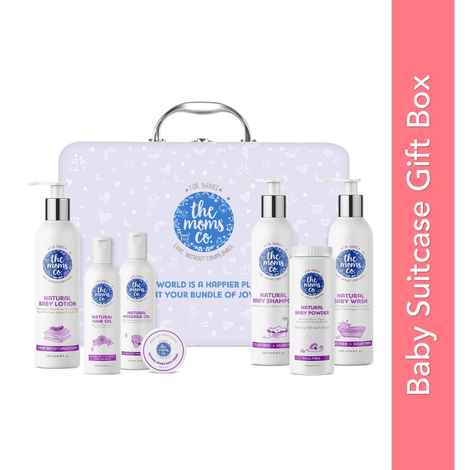 Buy The Moms Co. Everything for Baby with Suitcase Gift Box and 7 Skin and Hair Care New born Baby Gifts|Baby gift set for new born | Baby shower gift | New born baby gifts - Combo of 7 - Purplle
