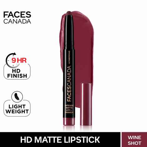 Buy Faces Canada Ultime Pro HD Intense Matte Lips + Primer - Wine Shot (1.4 g) - Purplle
