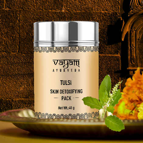 Vayam Ayurveda Skin Detoxifying Face Pack - Tulsi (40 gm) | Ayurvedic | Natural | Herbal | Pure | Sulphate free | Paraben Free