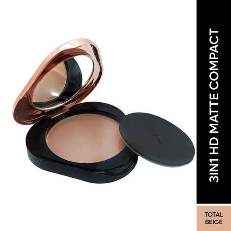 FACES CANADA 3 in 1 HD Matte Compact - Total Beige 03, 8 gm | Compact + Foundation + Hydration | 8-Hour Stay | Soft Weightless Texture & Silky Coverage | Blends Easily