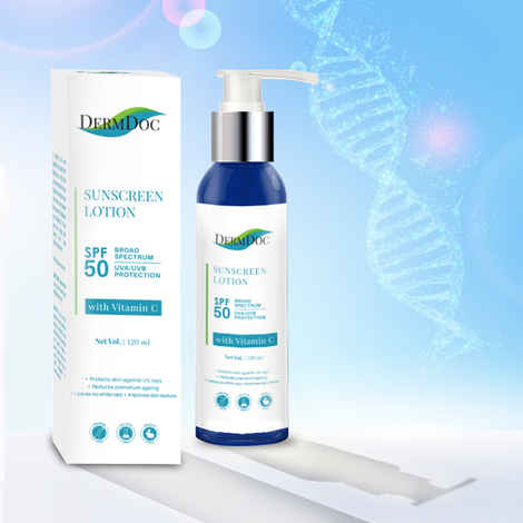 Buy DermDoc Vitamin C Sunscreen Lotion with SPF 50 (120 ml) - Purplle