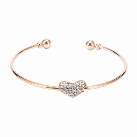 Buy Ferosh Eryka Rhinestone Heart Golden Cuff Bracelet - Purplle