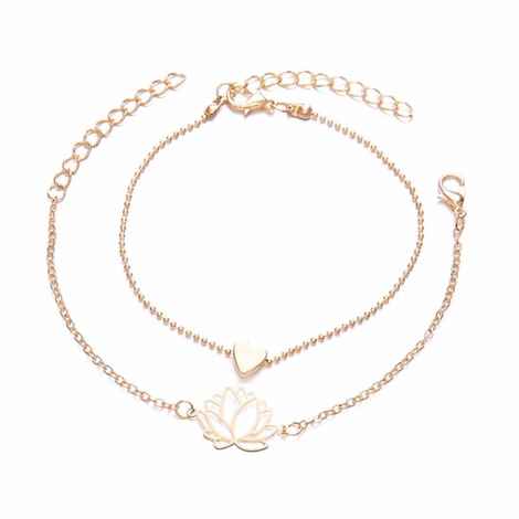Buy Ferosh Lotus Love Golden Dual Bracelet Set - Purplle