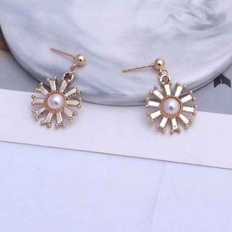 Buy Ferosh Acacia Floral Golden Drop Earrings - Purplle