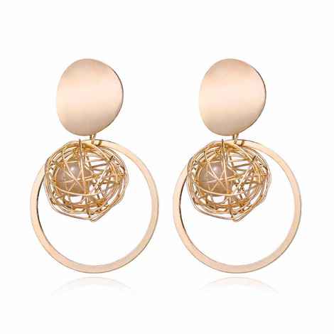 Buy Ferosh Ayelet Mesh Faux Pearl Golden Drop Earrings - Purplle